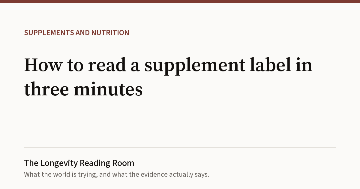 Cover card for How to read a supplement label in three minutes
